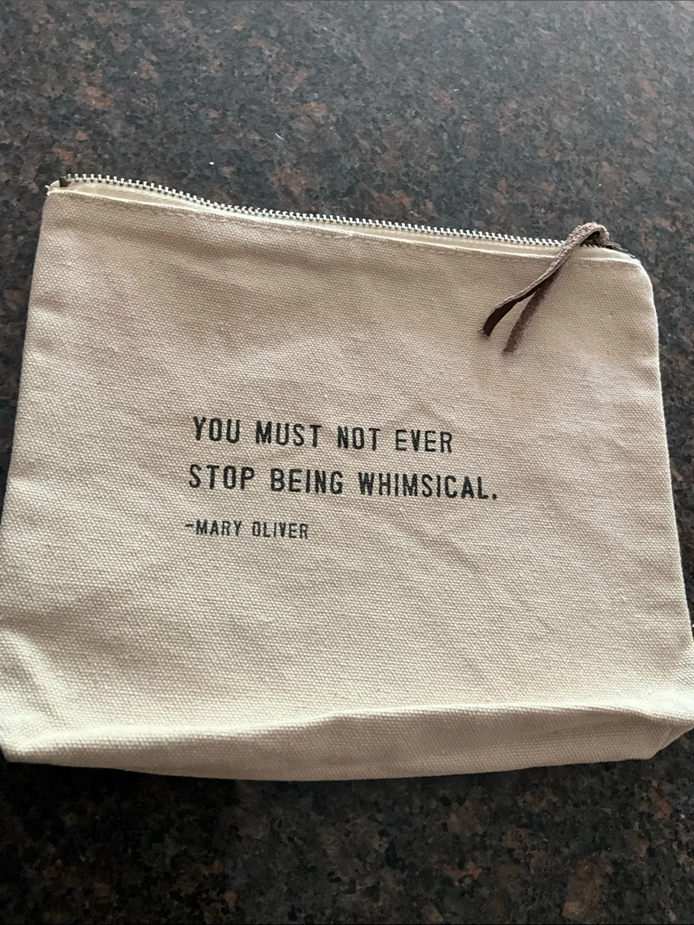 Sugarboo Designs  Canvas Pouch Never Stop Being Whimsical Mary Oliver NEW